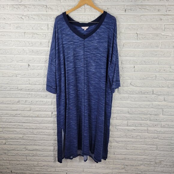 Secret Treasures Womens Robe 4X Plus Blue Heather Pockets Soft Poly Blend SWE75E - Picture 1 of 13